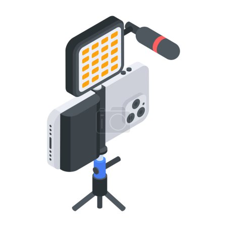 Isometrische flache Ikone der Vlogging-Ausrüstung