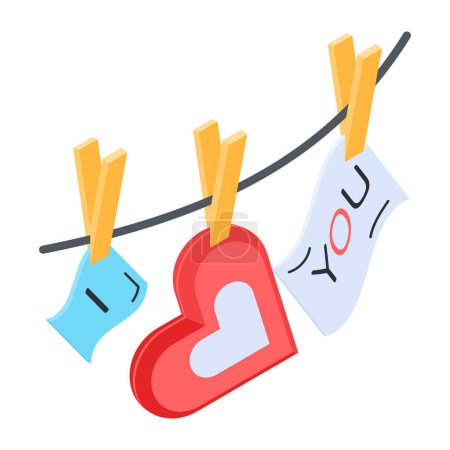 Illustration for Flat Isometric Valentine Day Icon - Royalty Free Image