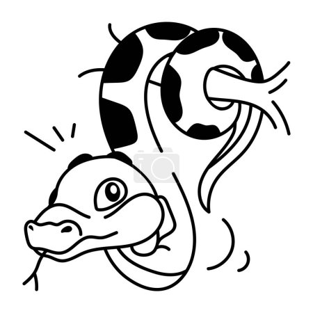 Ilustración de Ilustración de dibujos animados en blanco y negro de una serpiente - Imagen libre de derechos