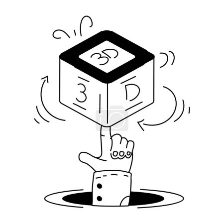 Illustration for Virtual reality 3d cube icon in outline style - Royalty Free Image
