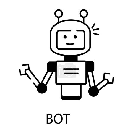 Téléchargez les illustrations : Robot ligne icône vectoriel illustration - en licence libre de droit