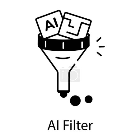 Illustration for AI filter black and white vector icon - Royalty Free Image