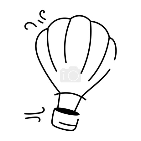 Téléchargez les illustrations : Croquis dessiné à la main de ballon à air chaud dans le style doodle. - en licence libre de droit