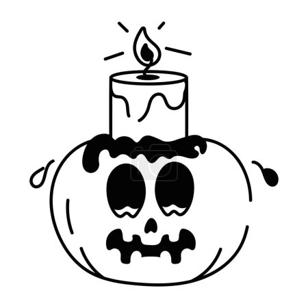 Illustration for Cartoon halloween pumpkin with candle vector illustration - Royalty Free Image