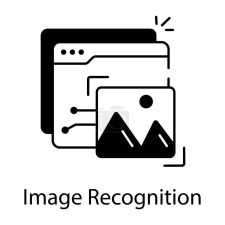 Illustration for Image recognition black and white vector icon - Royalty Free Image