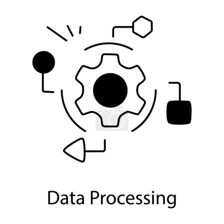 Ilustración de Vector de procesamiento de datos en diseño de línea
, - Imagen libre de derechos