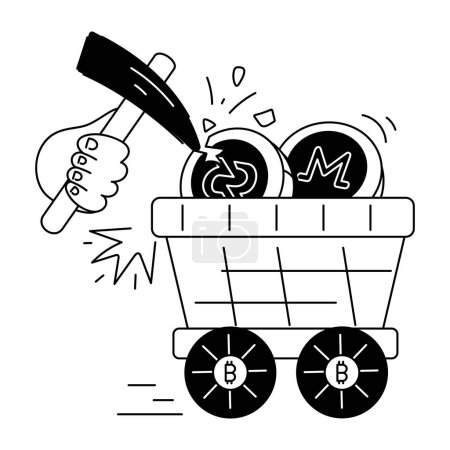Illustration for A doodle mini illustration of crypto investment - Royalty Free Image
