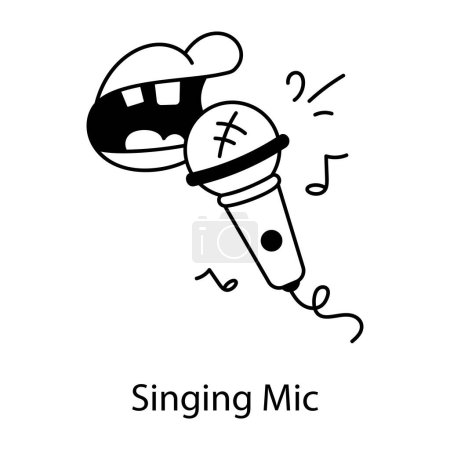 Illustration for Singing mic hand drawn icon - Royalty Free Image
