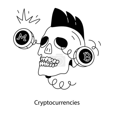 Téléchargez les photos : Premium doodle mini illustration de crypto-monnaies - en image libre de droit