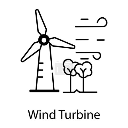 Ilustración de Icono de la turbina eólica en diseño de línea. - Imagen libre de derechos