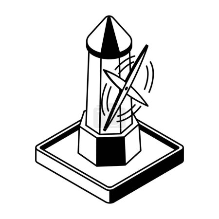 Téléchargez les illustrations : Moulin à vent ligne noire icône, Illustration vectorielle - en licence libre de droit