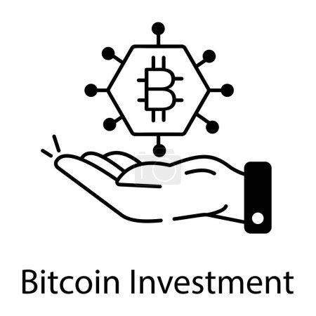 Illustration for Bitcoin investment black and white vector icon - Royalty Free Image