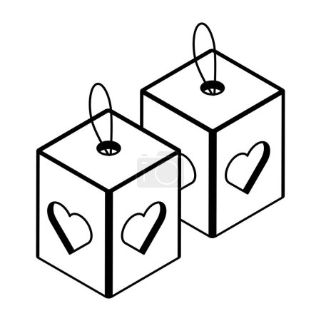 Téléchargez les illustrations : Valentine's day concpet, lanternes avec coeur ico, n vectoriel illustration design - en licence libre de droit