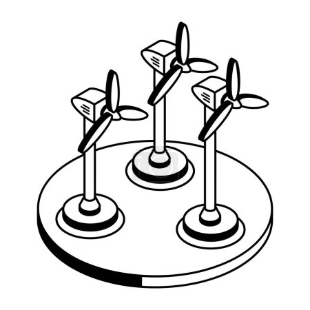 einfache Illustration des Windmühlen-Symbols auf weißem Hintergrund 