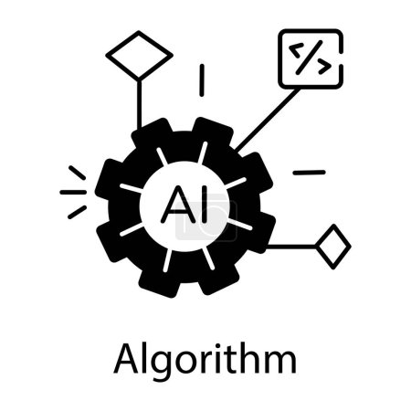 Téléchargez les illustrations : Algorithme icône vectorielle noir et blanc - en licence libre de droit