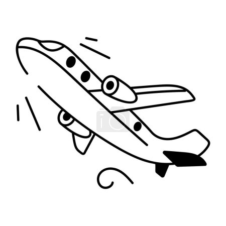 Illustration for Cute hand drawn vector illustration of flying plane - Royalty Free Image