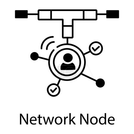 Illustration for Network node black and white vector icon - Royalty Free Image