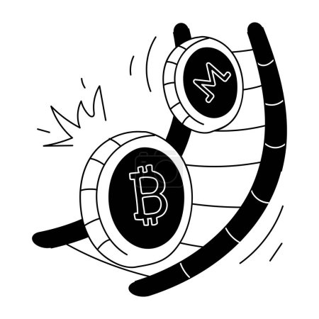Téléchargez les illustrations : Monero coin et Bitcoin icônes. Illustration vectorielle - en licence libre de droit