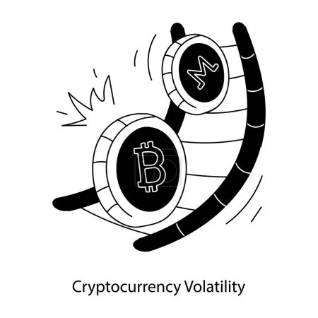 Téléchargez les illustrations : Volatilité crypto-monnaie et icône vectorielle blanche - en licence libre de droit