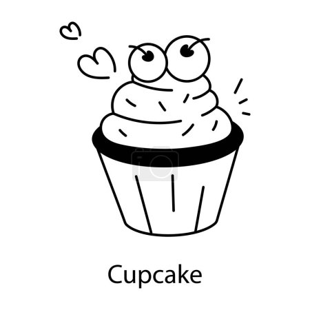 Illustration for Cute cupcake cartoon. vector illustration. - Royalty Free Image