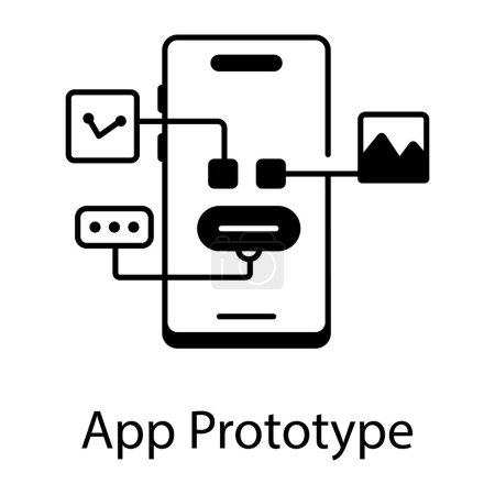 Ilustración de Prototipo de aplicación móvil, ilustración vectorial diseño simple - Imagen libre de derechos