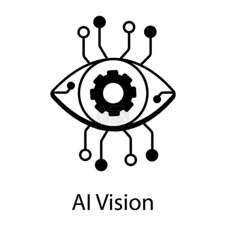 Téléchargez les illustrations : Icône vectorielle noir et blanc AI vision - en licence libre de droit