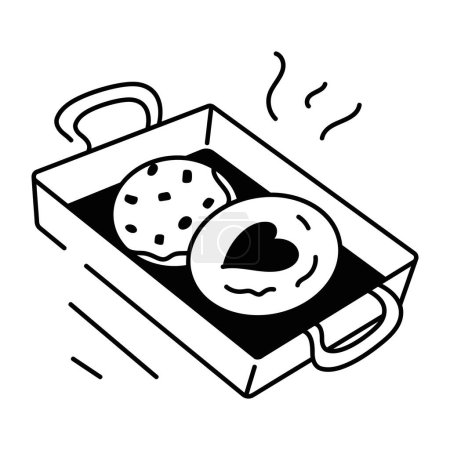 Téléchargez les illustrations : Un doodle bonbons sans couture divers biscuits icône - en licence libre de droit