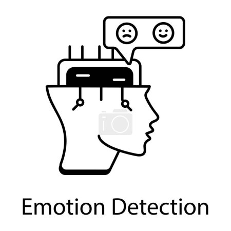 Téléchargez les illustrations : Icône vectorielle noir et blanc de détection d'émotions - en licence libre de droit
