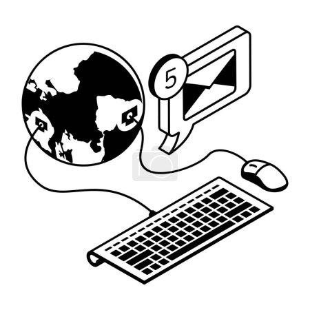 Ilustración de Internet Technology Esquema plano Icono - Imagen libre de derechos