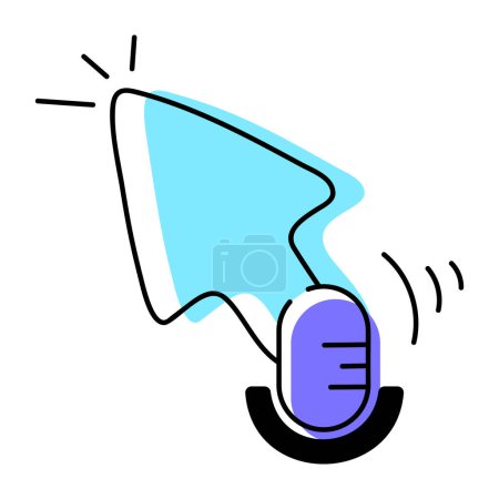 Ilustración de Icono del cursor del ratón. Botón de puntero del ratón, icono dibujado a mano - Imagen libre de derechos