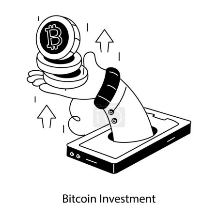 Ilustración de Una mini ilustración garabato de la inversión Bitcoin - Imagen libre de derechos
