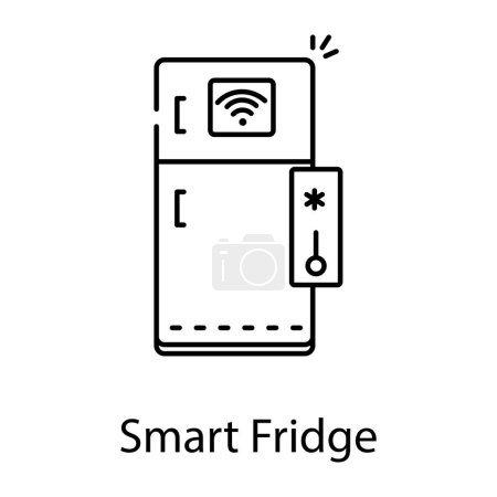 Téléchargez les illustrations : Icône de réfrigérateur intelligent, style contour - en licence libre de droit