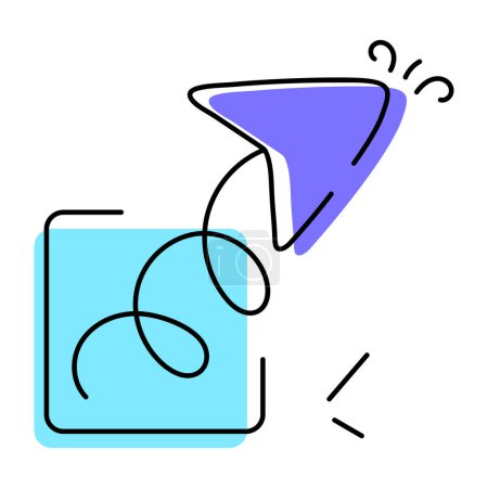 Ilustración de Icono del cursor del ratón. Botón de puntero del ratón, icono dibujado a mano - Imagen libre de derechos