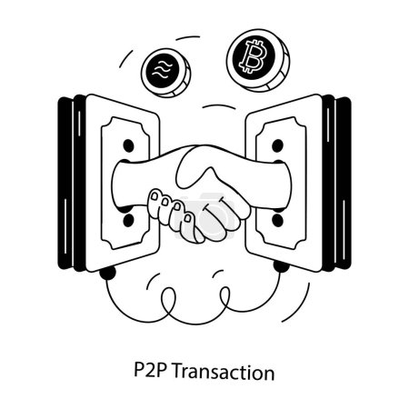 Illustration for A doodle mini illustration of p2p transaction - Royalty Free Image