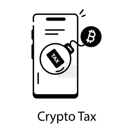 Illustration for Crypto tax black and white vector icon - Royalty Free Image