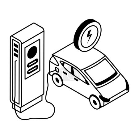 Téléchargez les illustrations : Icône de charge de voiture, illustration vectorielle - en licence libre de droit