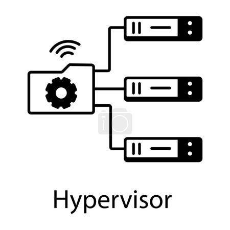 Hypervisor schwarz-weißes Vektorsymbol