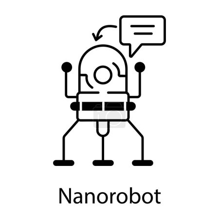 Illustration for Nanorobot black and white vector icon - Royalty Free Image