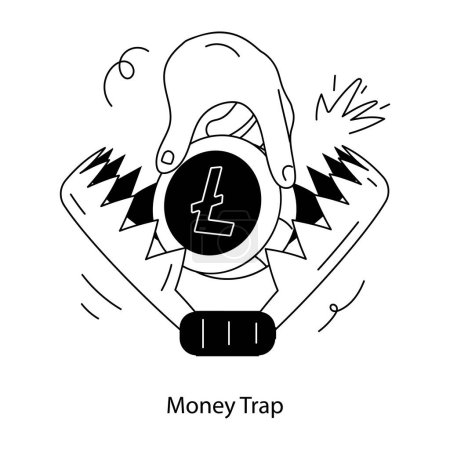 Illustration for A doodle mini illustration of money trap - Royalty Free Image