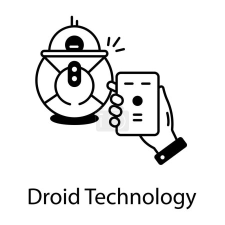 Illustration for Droid technology black and white vector icon - Royalty Free Image