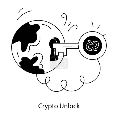 Foto de Una mini ilustración garabato de crypto unlock - Imagen libre de derechos