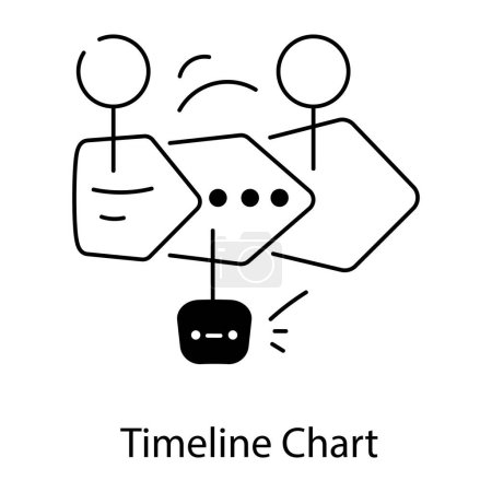 Ilustración de Icono de gráfico de línea de tiempo en diseño plano, ilustración vectorial - Imagen libre de derechos