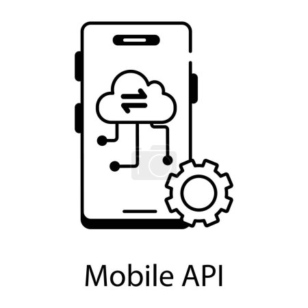 Mobile API Schwarz-Weiß-Vektorillustration 