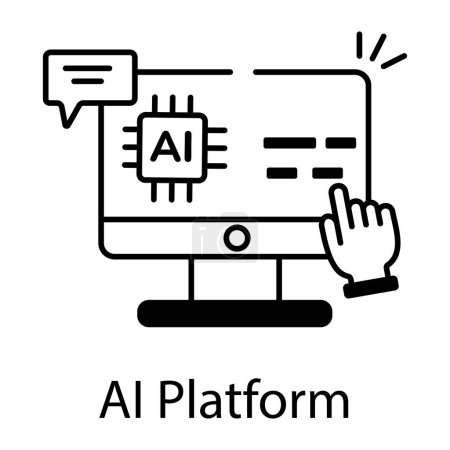 Ilustración de Plataforma AI icono de vector en blanco y negro - Imagen libre de derechos
