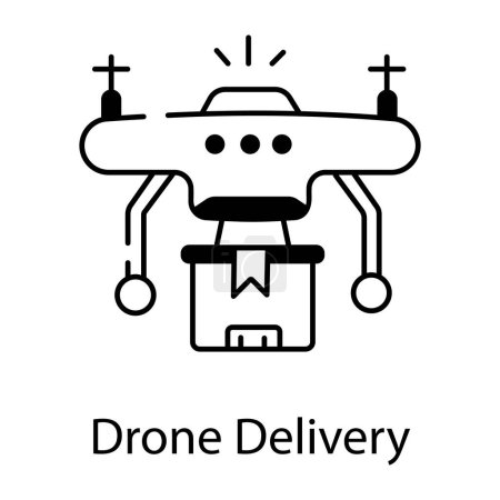 Illustration for Drone delivery icon, outline style - Royalty Free Image