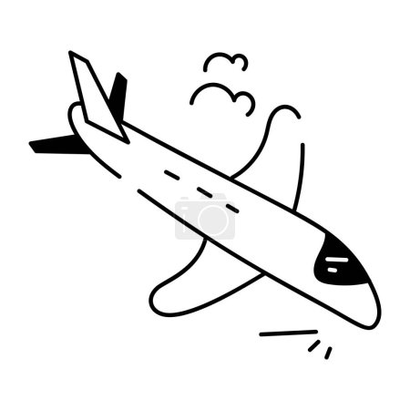 Ilustración de Garabato dibujado a mano de los aviones de pasajeros - Imagen libre de derechos