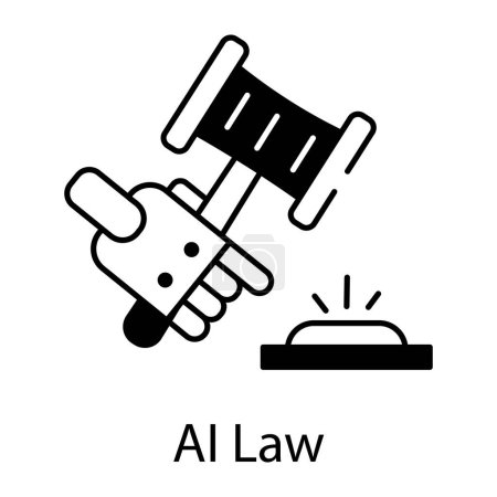 Illustration for AI law black and white vector icon - Royalty Free Image