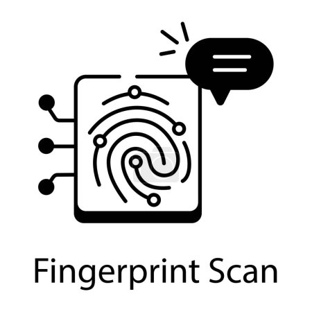 Fingerprint scan black and white vector icon