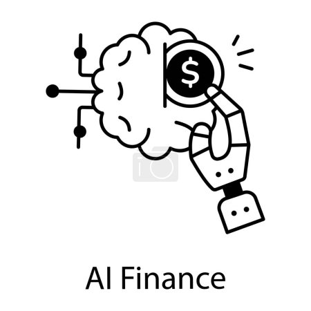 Illustration for AI finance black and white vector icon - Royalty Free Image
