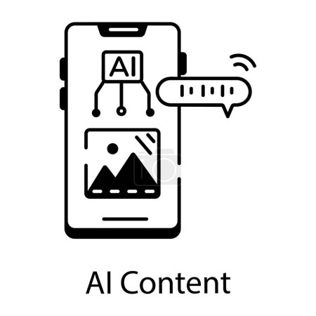 Illustration for AI content black and white vector icon - Royalty Free Image
